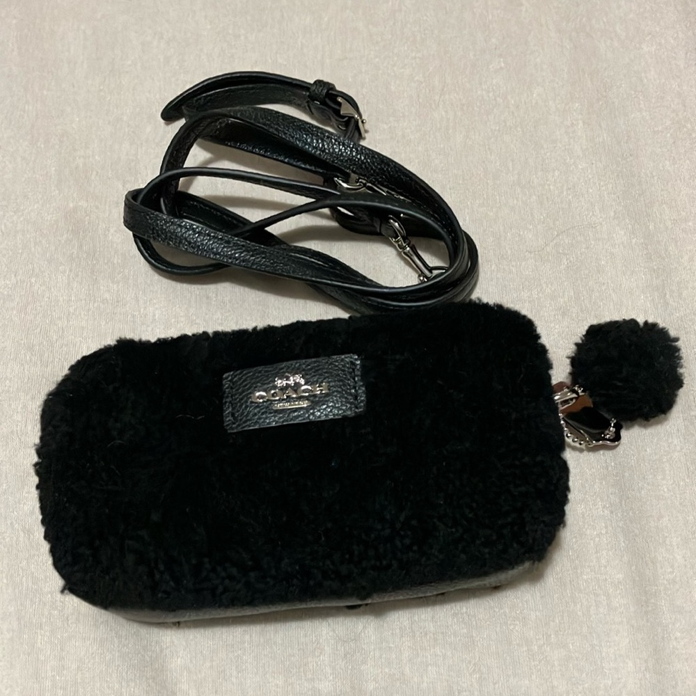 New Coach Shearling Crossbody Pouch